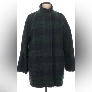 Size 14 J. Crew green plaid coat wool blend textured